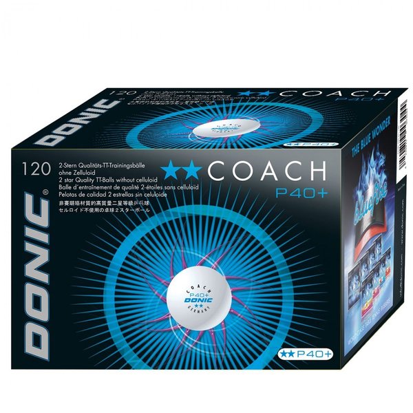 Donic Ball ** Coach P40+ weiss 120er Karton